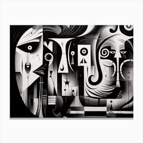 Enigmatic Encounter Abstract Black And White 11 Canvas Print