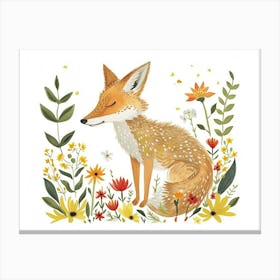 Little Floral Coyote 3 Canvas Print