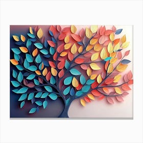 Colorful Tree with Leaves on Hanging Branches 6 Canvas Print