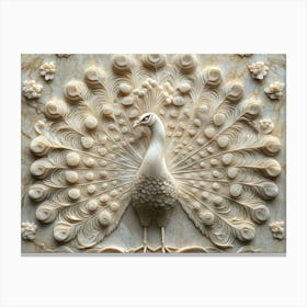 Peacock Carving Canvas Print