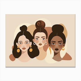 Three Women With Hairstyles Canvas Print