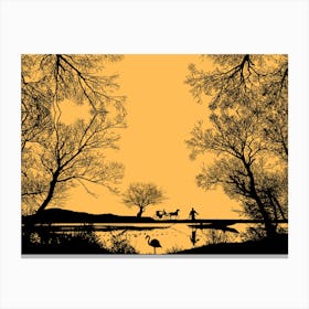 Silhouettes Of Trees At Sunset Canvas Print