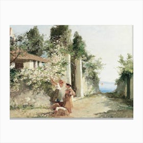 Two Women In A Garden 2 Canvas Print