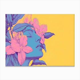 Woman With Flowers On Her Head 6 Canvas Print