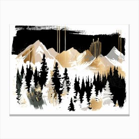 Black And Gold Mountains 7 Canvas Print