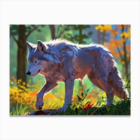 Wolf In The Woods 5 Canvas Print