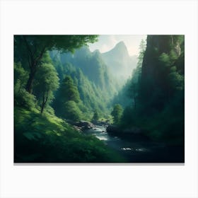 Valley Abound With Lush Green Forest Canvas Print