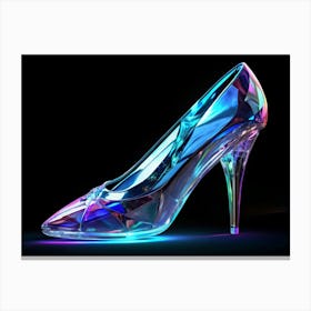 Glass Slipper With Cosmic Reflection On Black Background Canvas Print