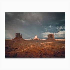 Thunder And Lightning In The Canyons Of Arizona Oil Painting Landscape Canvas Print