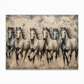 Horses In A Race Canvas Print