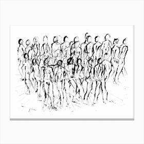 Figure Movement Ink Drawing Canvas Print