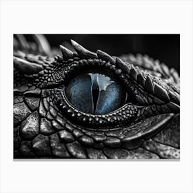 Close Up Of A Dragons Eye Detailed Texture And Scales In Monochrome Intense Focus Revealing Light Canvas Print