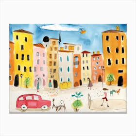 Florence Italy Cute Watercolour Illustration 6 Canvas Print