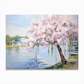 Cherry Blossoms By The Water Canvas Print