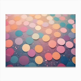 Colorful Confetti Circles Scattered On A Textured, Pastel Background, Creating A Festive And Celebratory Mood Canvas Print