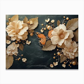 Butterfly And Flowers 3 Canvas Print