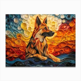 German Shepherd Paper Quilling Dog Portrait II Canvas Print