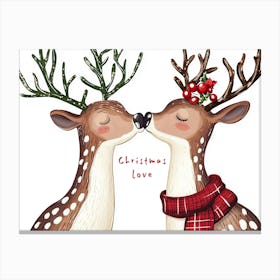 Raindeer Liebe Malerei, Verliebte Weihnachts Hirsche Canvas Print