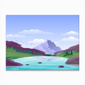 Lake Mountain Nature Reflection Water Sky Clouds Hills Forest Environment Scenery Scenic Art Canvas Print