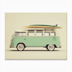 Retro Mint Green Volkswagen Bus Leinwandbild