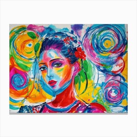 Woman In A Colorful Dress Canvas Print