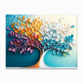 Colorful Tree of Life With Leaves on Hanging Branches Canvas Print