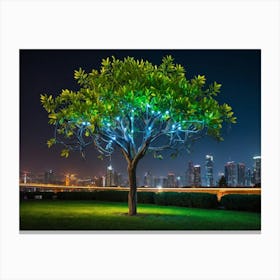 Tree With Lights Canvas Print