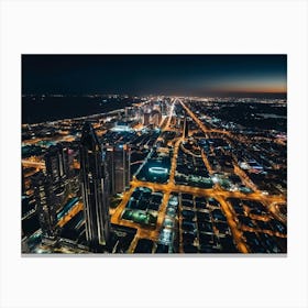 Aerial View Of City At Night Canvas Print