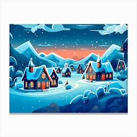 Christmas Winter Village 1 Canvas Print