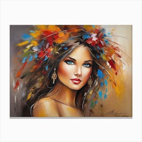 Woman With Flowers In Her Hair Canvas Print