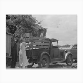 Untitled Photo, Possibly Related To Loading Truck With Table Which Will Be Carried By This Migrant Family Tt Canvas Print
