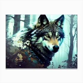 Wolf In The Woods 30 Canvas Print