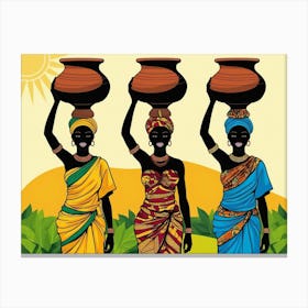 African Women Holding Pots Toile