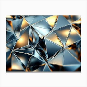 3d Shiny Metallic Triangles Forming Complex Pattern Canvas Print