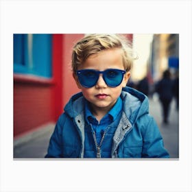 Little Boy Wearing Sunglasses Canvas Print