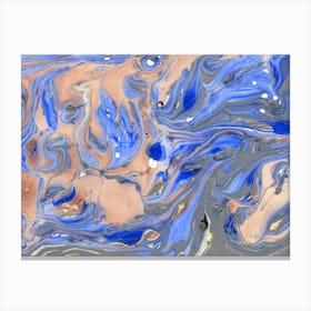 Pink And Blue Marbled Abstract Canvas Print