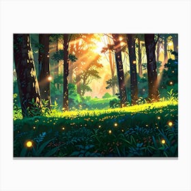 Fireflies In The Forest 1 Canvas Print