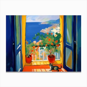 Henri Matisse Amalfi Coast Italy Cat By The Window Landscape Canvas Print