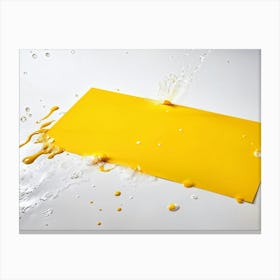 An Expressionistic 3d Concept Art Of A Signal Yellow Sheet Of Paper With White Color Splashes Erupti Canvas Print