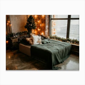 Bedroom With Lights Canvas Print