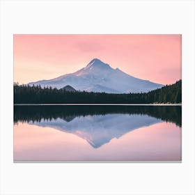 Mt. Hood At Sunset Pastel Pink Canvas Print