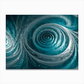 Abstract Swirling Pattern In Shades Of Blue And White, Resembling A Rose Or A Vortex, Creating A Sense Of Depth And Movement Canvas Print