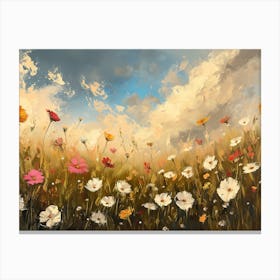 Wildflowers Field Landscape 3 Canvas Print