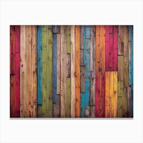 Colorful wood plank texture background Canvas Print