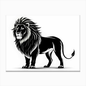 Black And White Lion Silhouette 1 Canvas Print