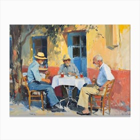 Three Men At A Cafe - expressionism Canvas Print