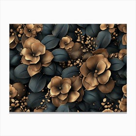 Gold And Black Flowers Canvas Print