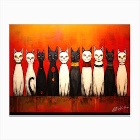 Cats Organized Neatly - Cats In A Row Canvas Print