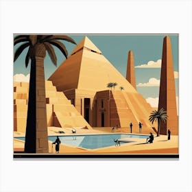 Vintage Cubism Pyramids Of Giza Canvas Print