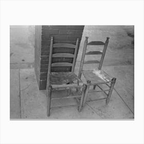 Chairs In Front Of Hotel, With Seats Made Of Stretched Tanned Hide, Crowley, Louisiana By Russell Lee Canvas Print
